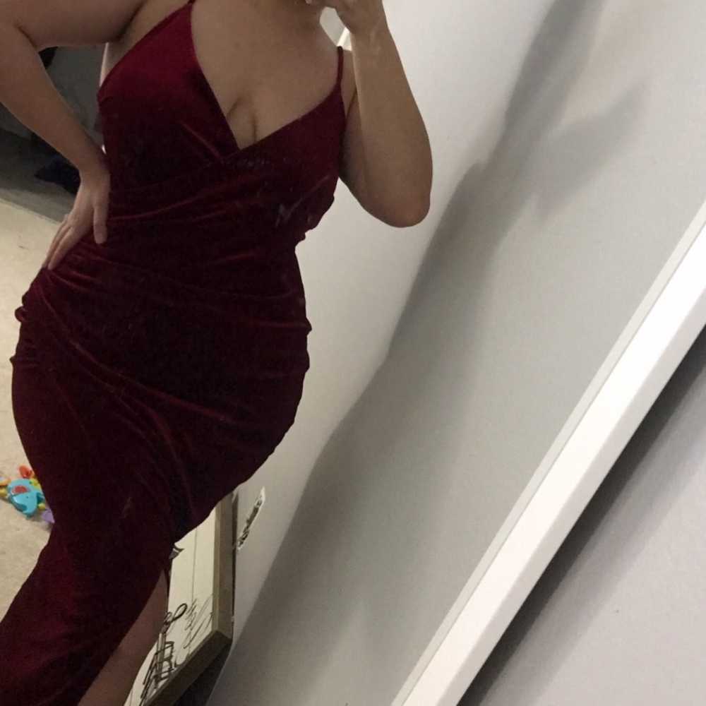 Red maxi dress with leg slit